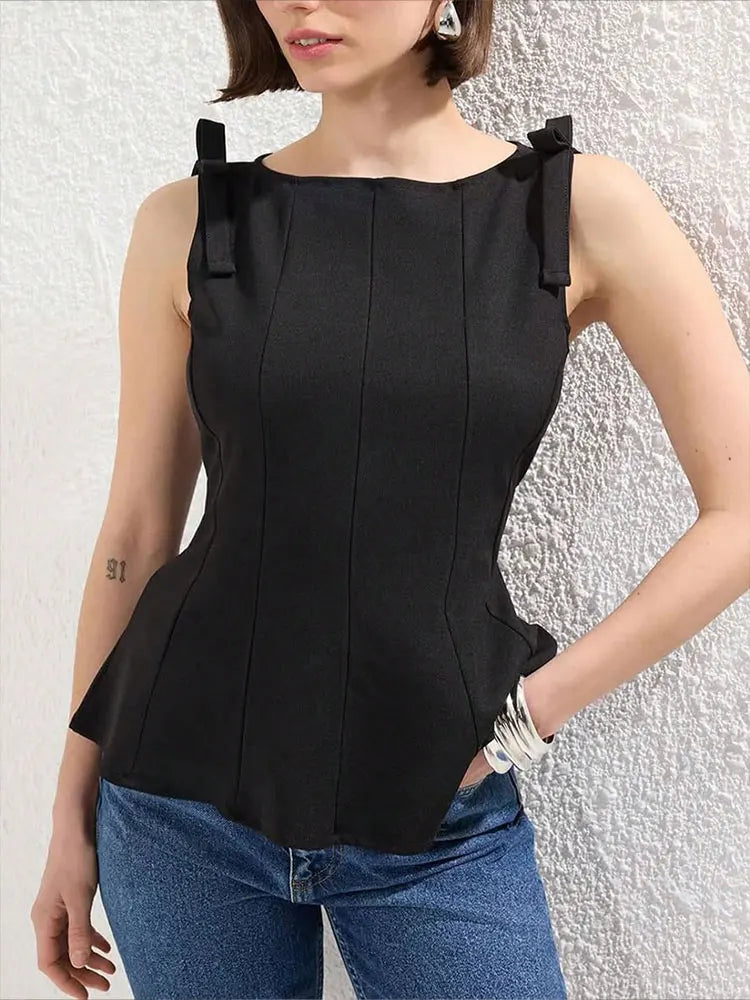 Solid Bow Cropped Top