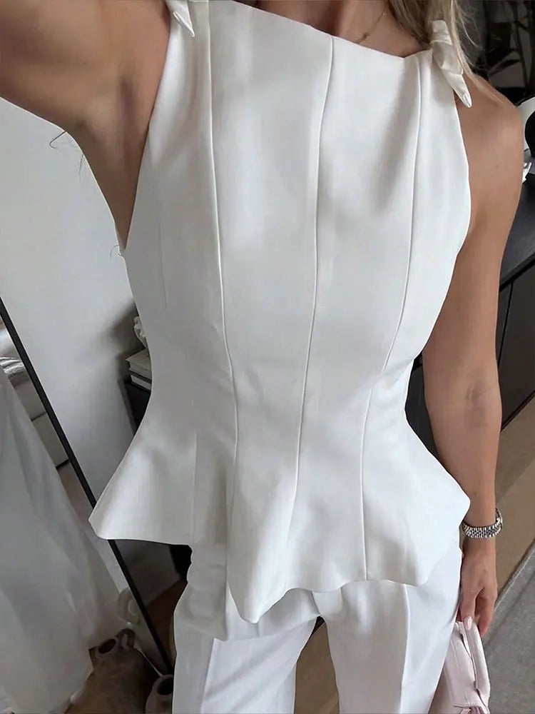 Solid Bow Cropped Top