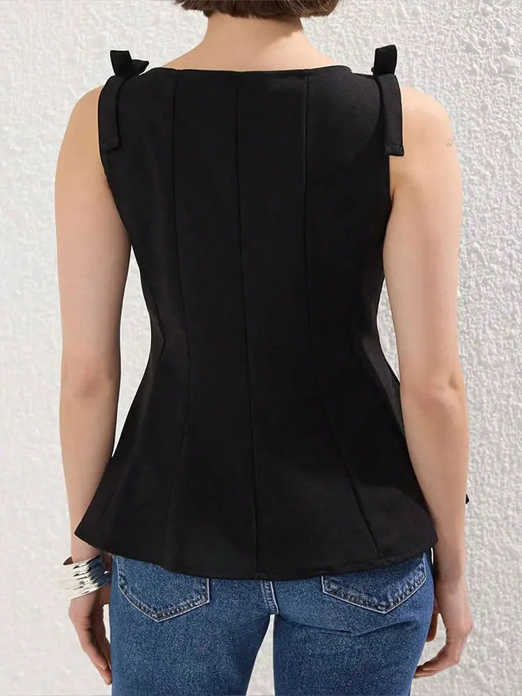 Solid Bow Cropped Top